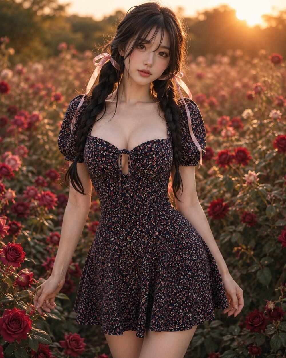 Beneath the Orchard Sky blooming meadowsweet floral puff slv cottagecore dress